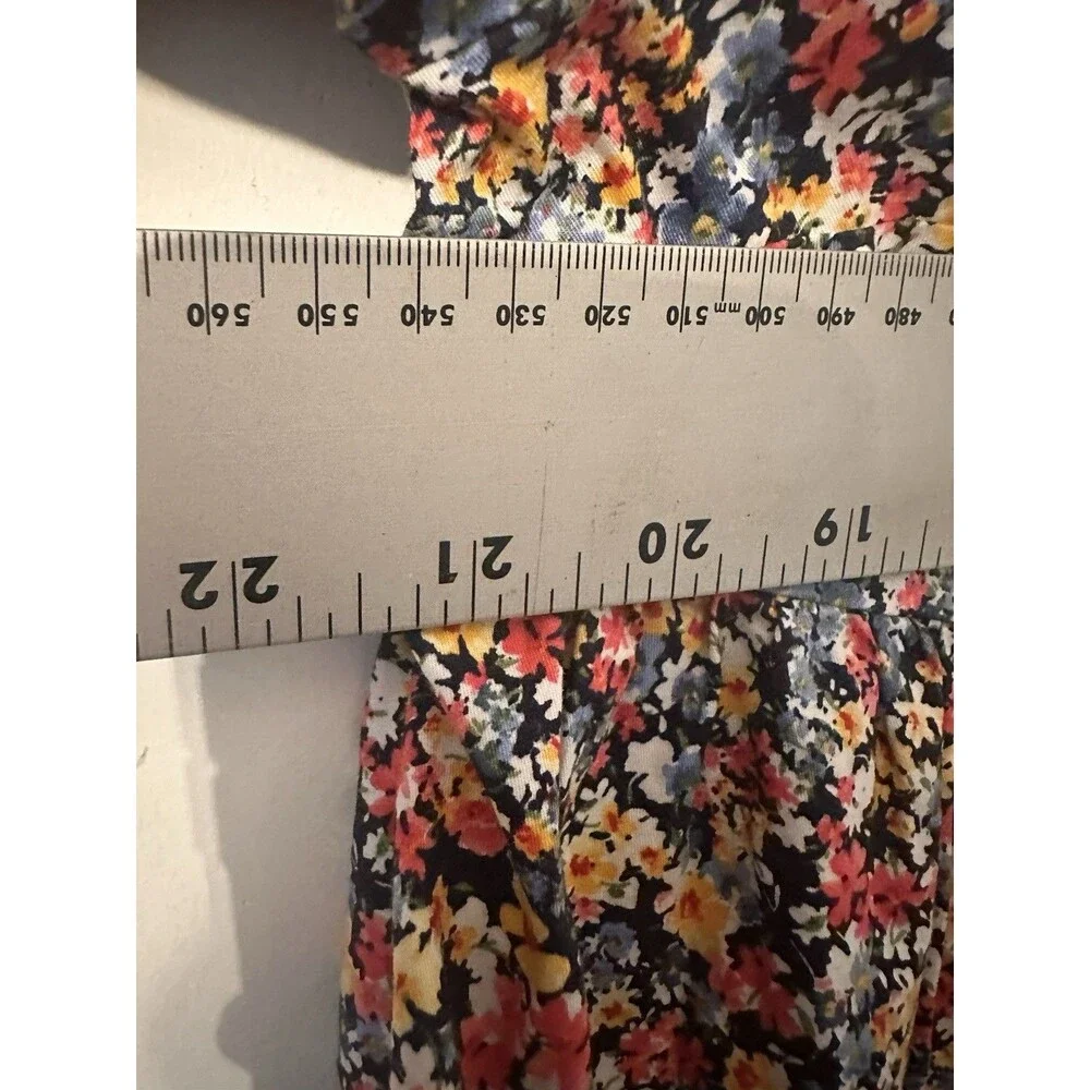Old Navy Floral Print Puff Sleeve Pink Green White Large Babydoll Top Casual